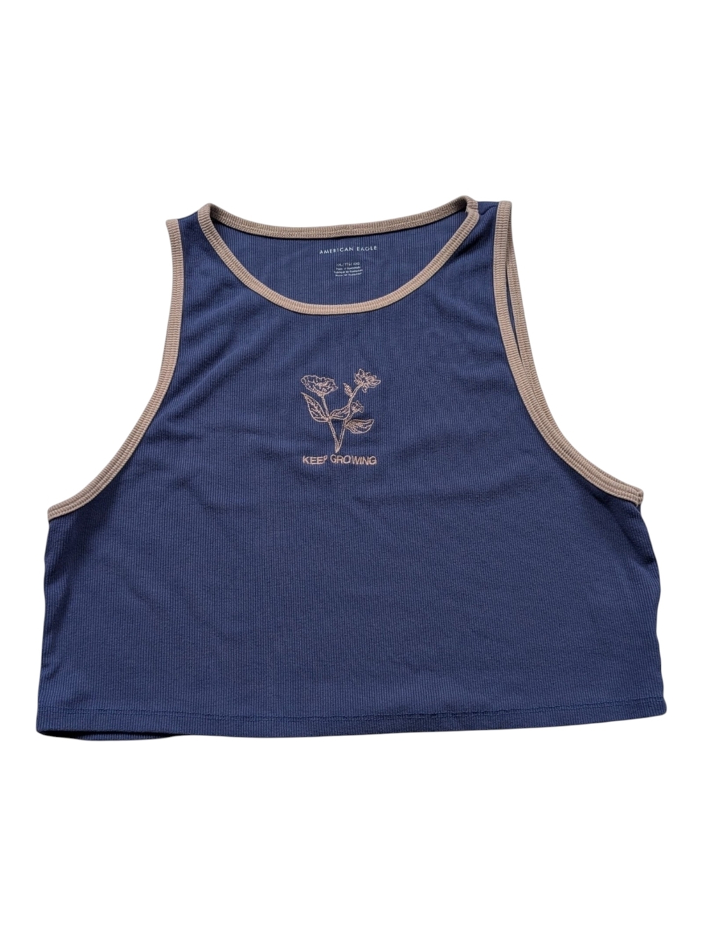 American Eagle "Keep Growing" Botanical Ribbed Crop Tank XXL